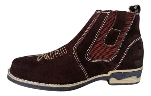Botina Country Masculina, Bordada, Em Couro Legítimo