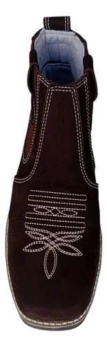 Botina Country Masculina, Bordada, Em Couro Legítimo